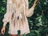 Moon Fringe Bib Necklace