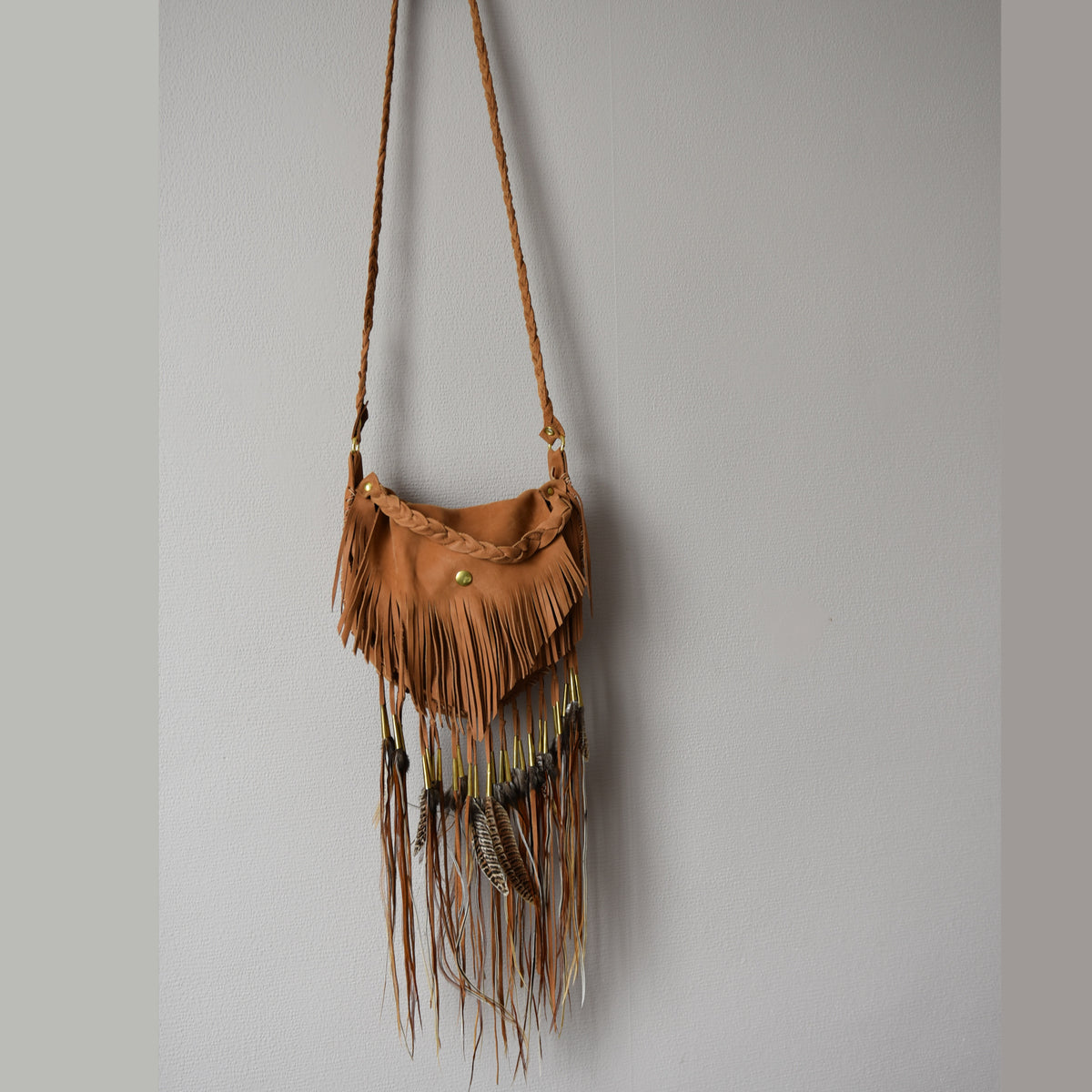 Luna Brown Leather Fringe Bag