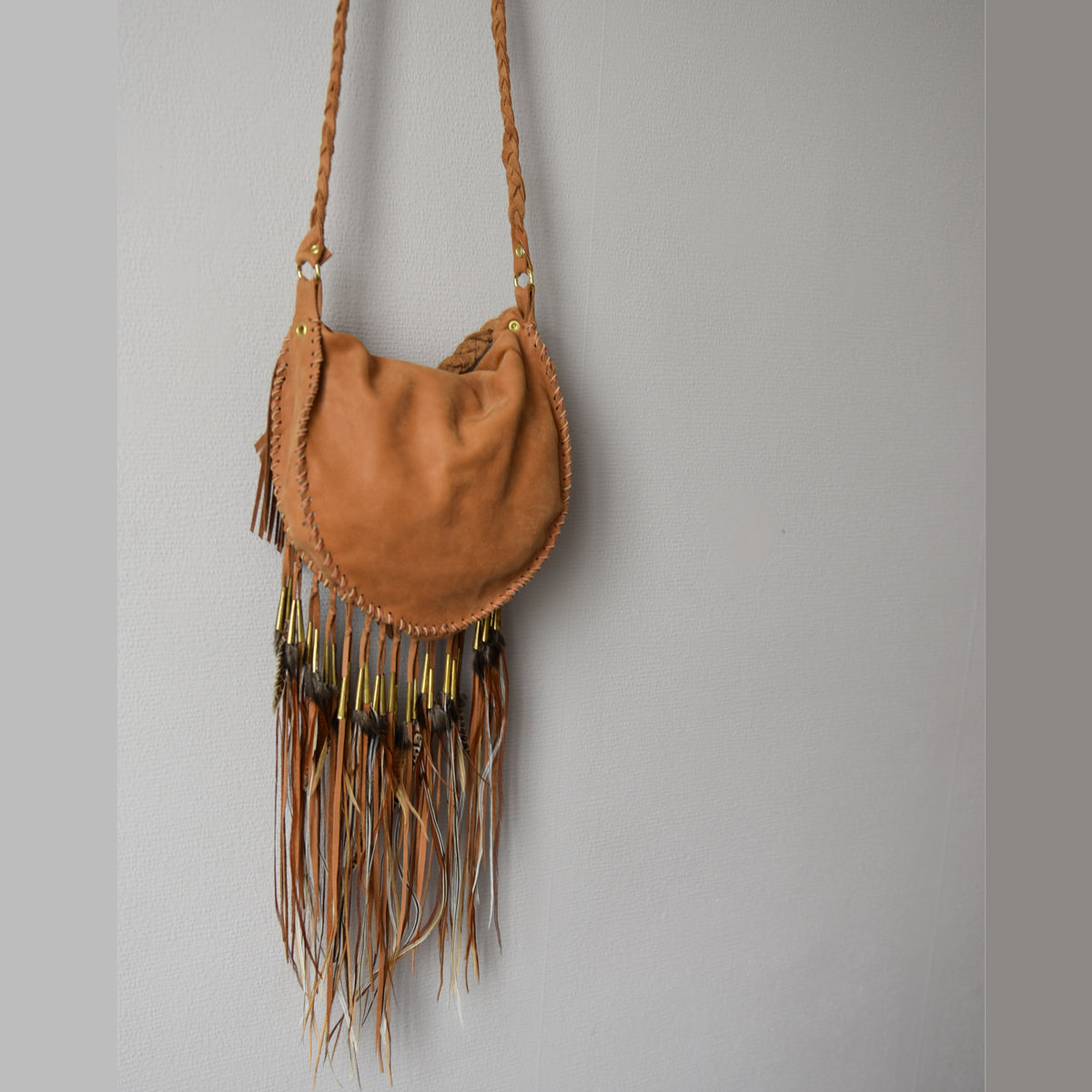 Luna Brown Leather Fringe Bag