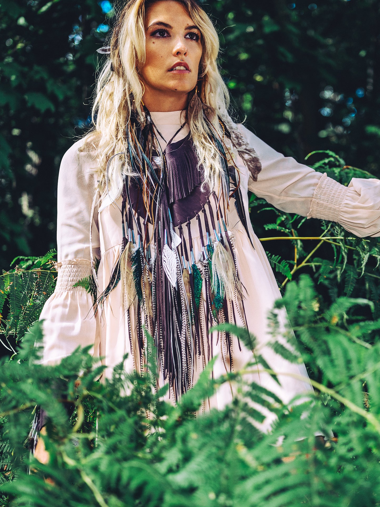 Moon Fringe Bib Necklace