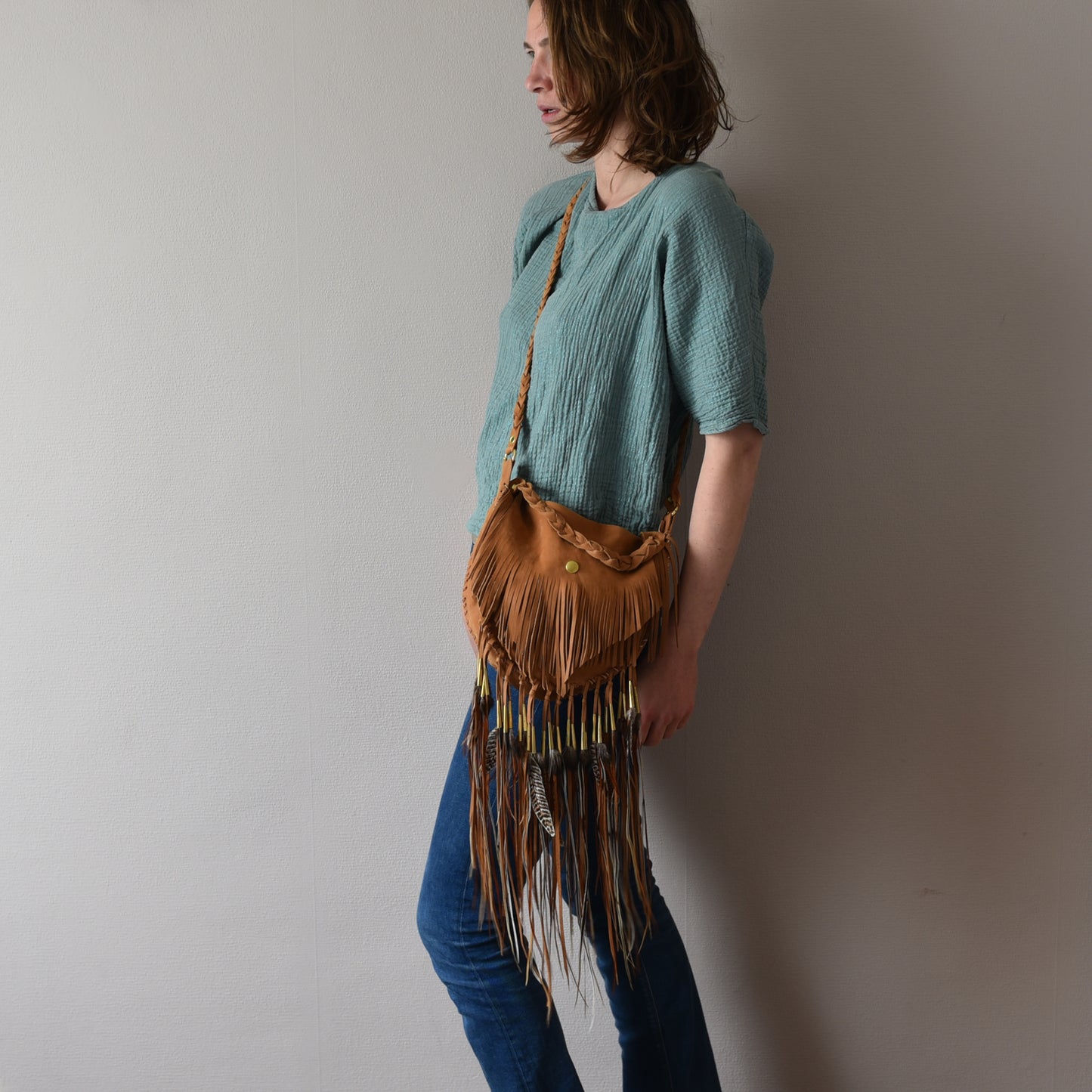 Luna Brown Leather Fringe Bag